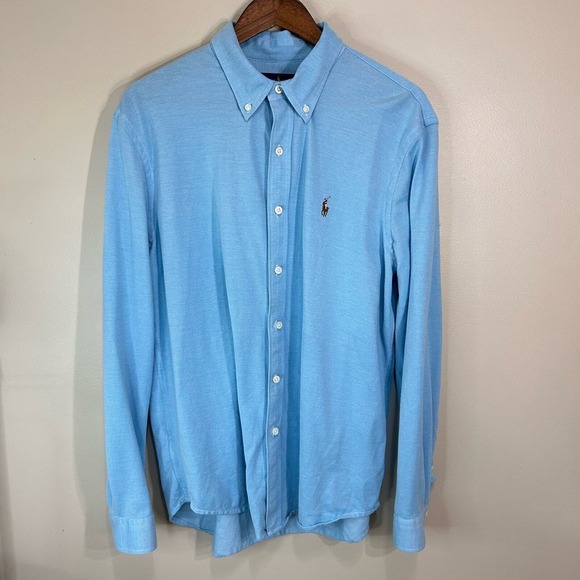 Ralph Lauren Other - Ralph Lauren Mens Shirt XL Blue Knit Oxford Long Sleeve Pony‎ Cotton Button Up